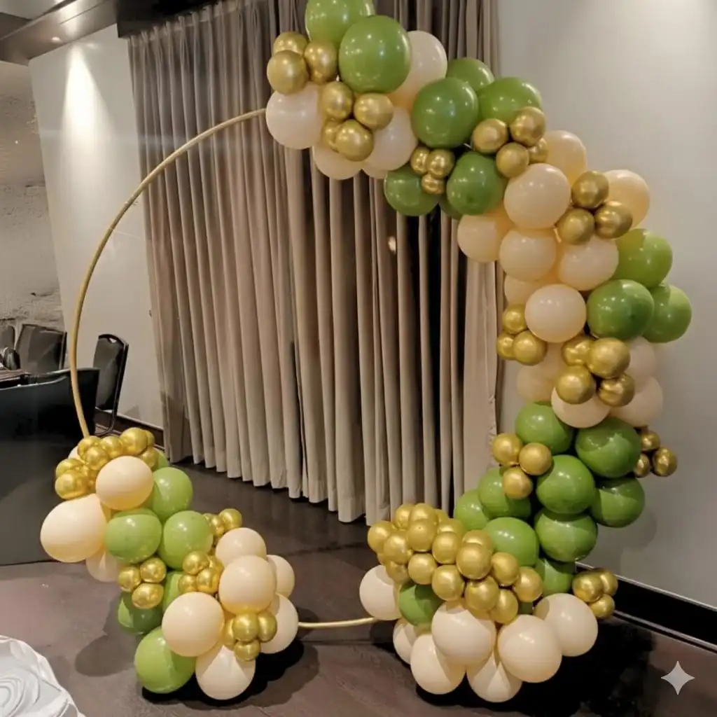 Aesthetic Green, Peach and Golden Birthday Ring Decor